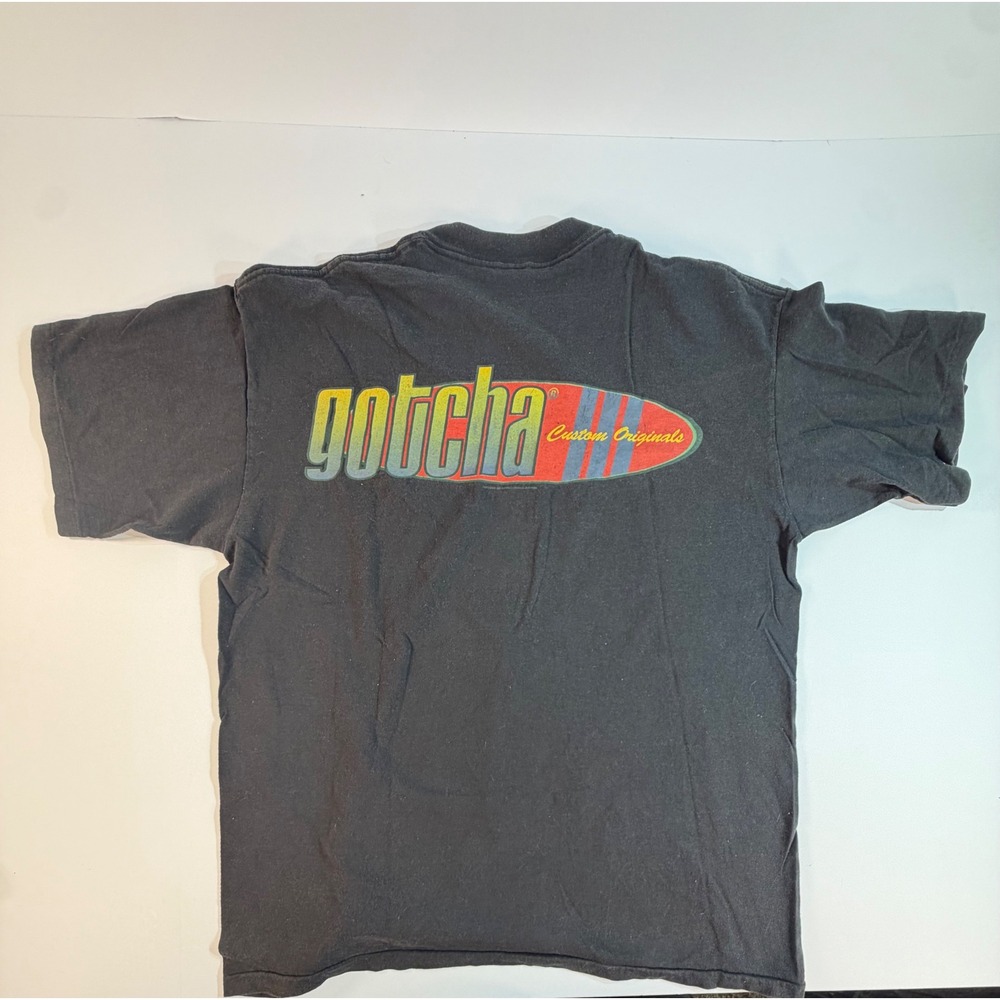 Vintage Gotcha Surf T-Shirt Mens XL Black Custom Originals 90s Made In USA